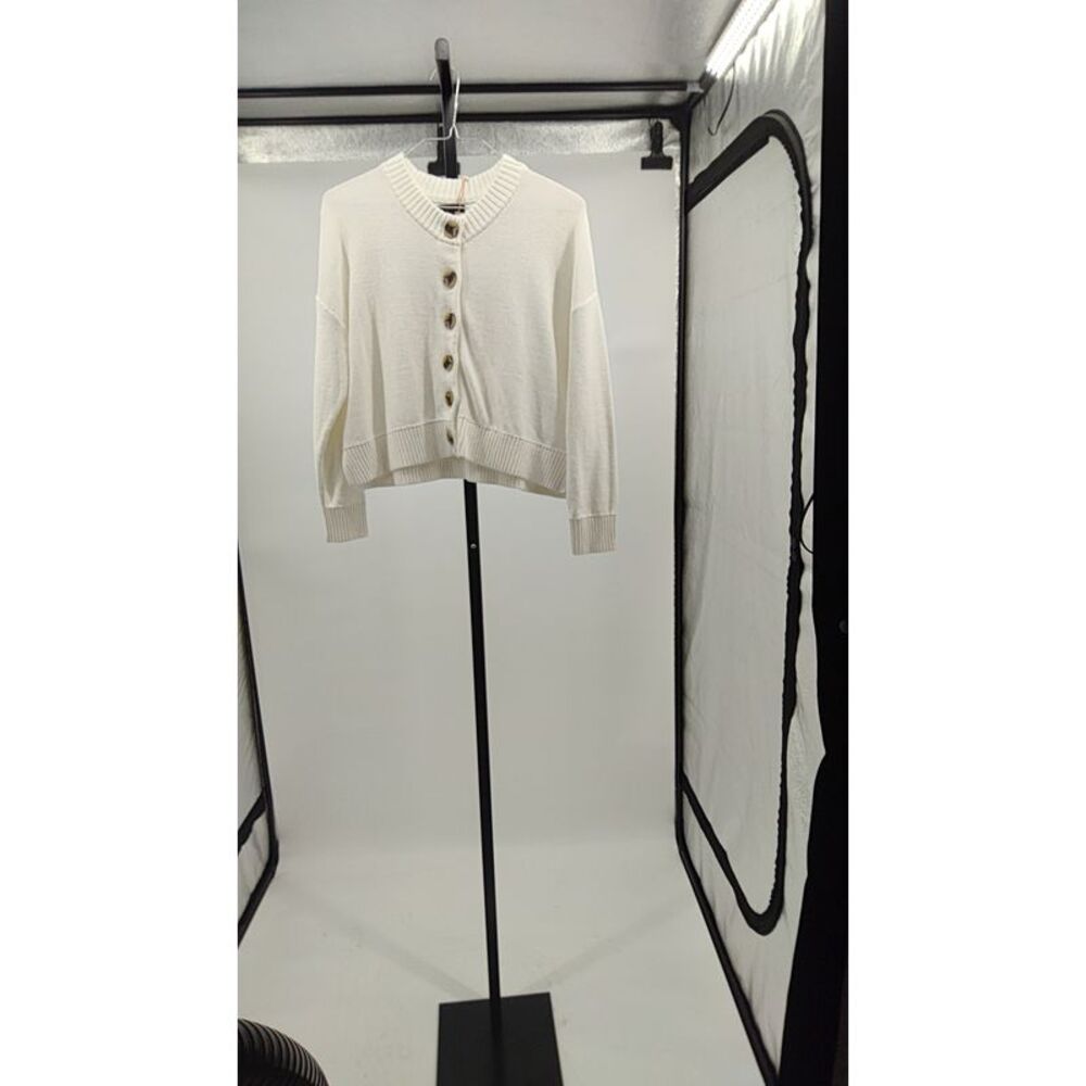 Quince Women 100% Organic Cotton Cropped Cardigan White M